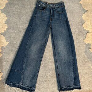 The Darien 70s Paneled Wide-Leg Flare Jeans by Pilcro (Size 24, Gently Worn)
